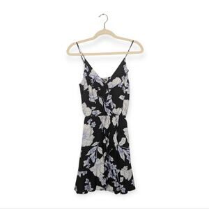 Express Black & White Floral Ruffle Wrap Mini Dress Size S